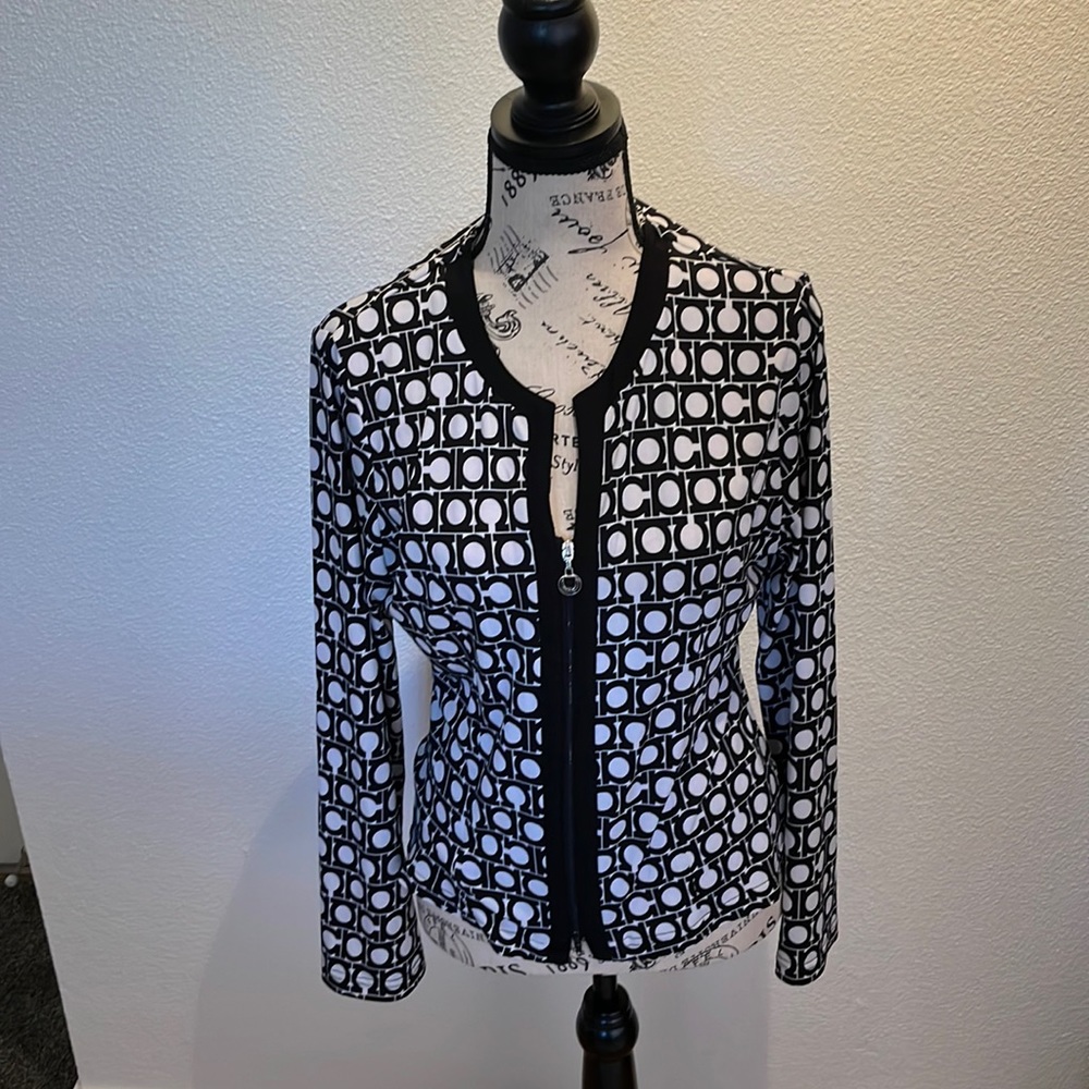 Joseph Ribkoff black and white 3/4 sleeve jacket size 10